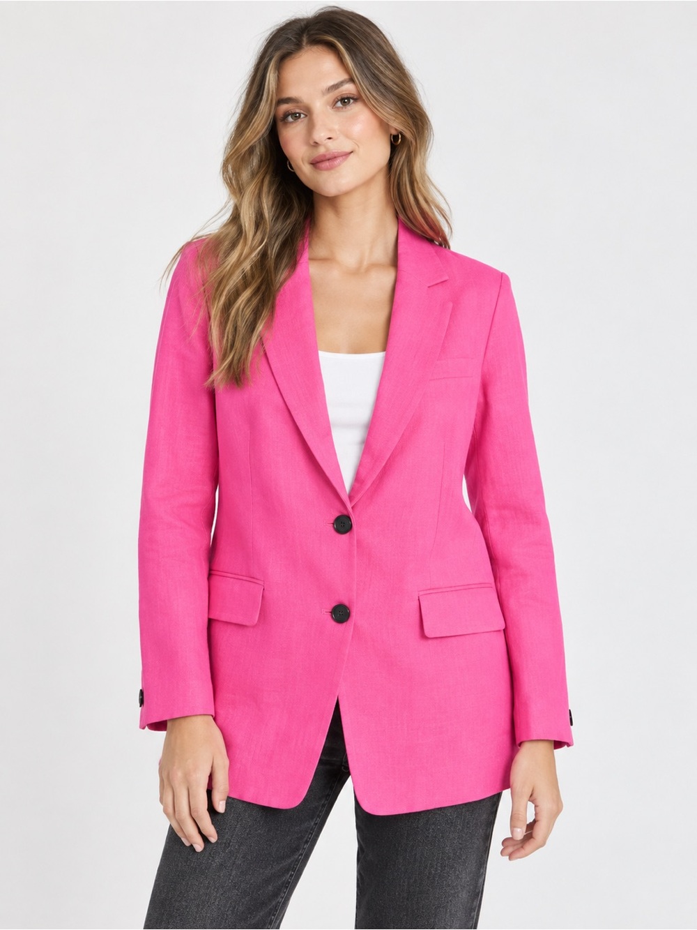Rag & Bone Charles Linen Blazer Magenta Pink Size 00